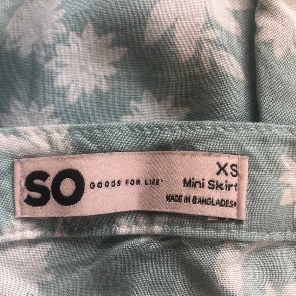 SO Goods For Life Floral Turquoise Mini Skirt XS Thin Lightweight skater circle - Picture 4 of 4